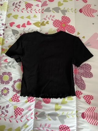 Top ZARA Negro Manga Corta
