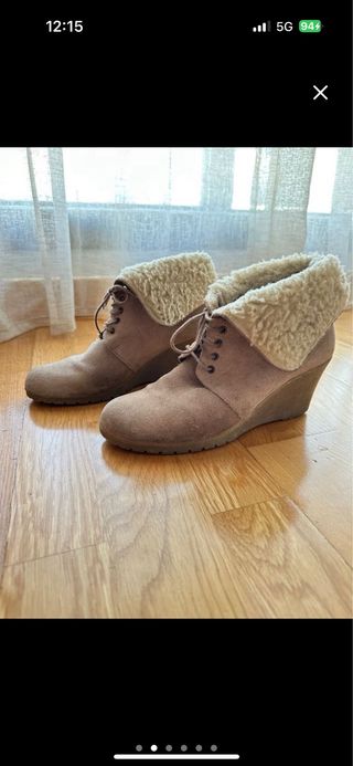 Botines cuña de piel 38