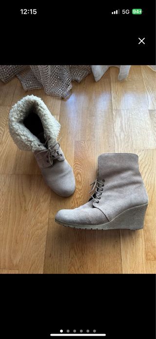 Botines cuña de piel 38