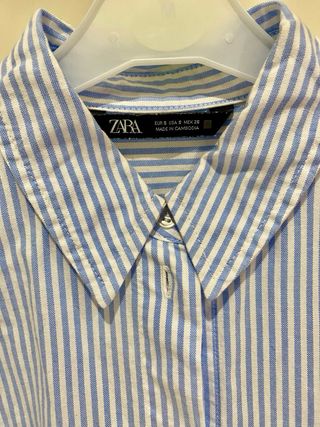 Camisa Zara Rayas Azul Talla S