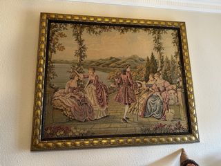 5 Tapices Antiguos con Marco Dorado