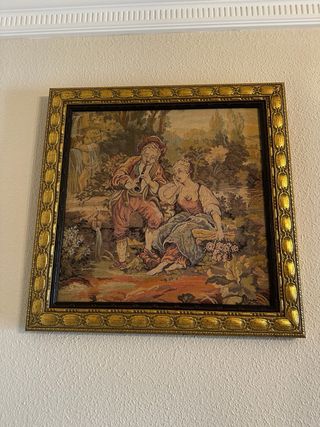 5 Tapices Antiguos con Marco Dorado