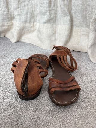 Sandalias Zara Cuero Marrón Talla 39
