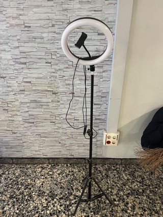 Aro de luz LED con trípode y soporte para móvil