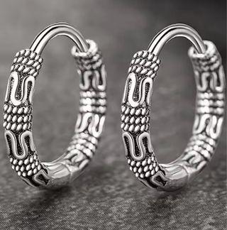 Aros Bali Plata Diseño Tribal