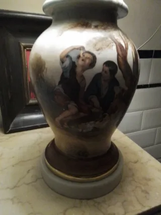 Lámpara de mesa cerámica pintada a mano