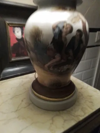 Lámpara de mesa cerámica pintada a mano