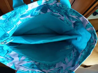 Bolso Totto Curara Rosa y Turquesa Estampado Hojas