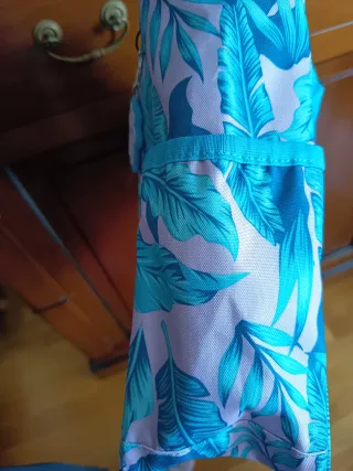 Bolso Totto Curara Rosa y Turquesa Estampado Hojas