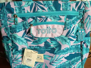 Bolso Totto Curara Rosa y Turquesa Estampado Hojas