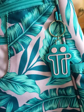 Bolso Totto Curara Rosa y Turquesa Estampado Hojas