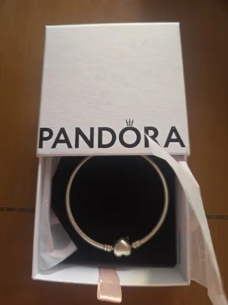 Pulsera Pandora dr plata Rígida Corazón Plata 18cm