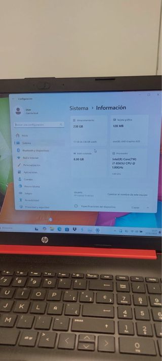 Portátil HP 15” i7 - 8GB RAM - Win 11