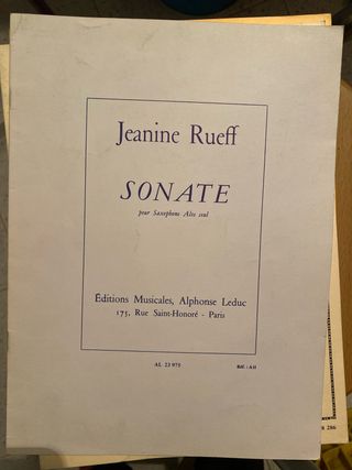 Partitura Jeanine Rueff Sonate Saxo Alto