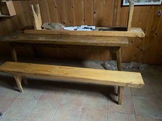 Mesa y banco de madera 200 cm