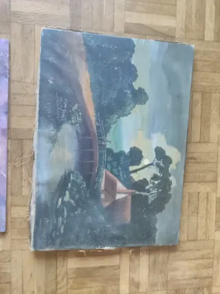 Dos Cuadros Paisaje y Vaqueros