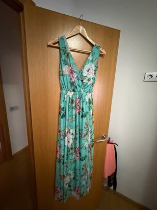 Vestido largo floral verde