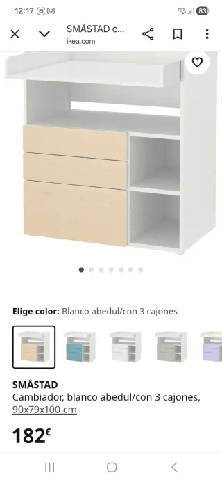 Cambiador evolutivo Smastad Ikea Blanco Abedul