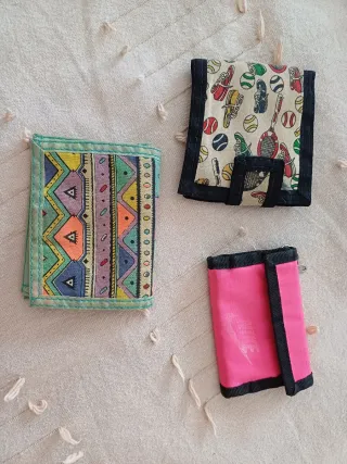 Carteras monederos vintage multicolor y rosa años