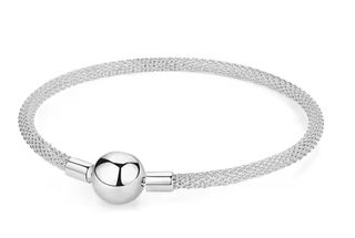 Pulsera malla plateada modelo pandora