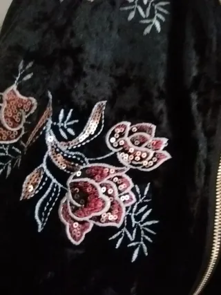 Bomber terciopelo bordada flores L