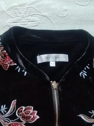 Bomber terciopelo bordada flores L