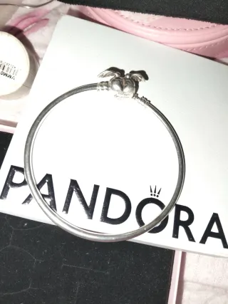 Pulsera Pandora rígida plata corazón no rebajo