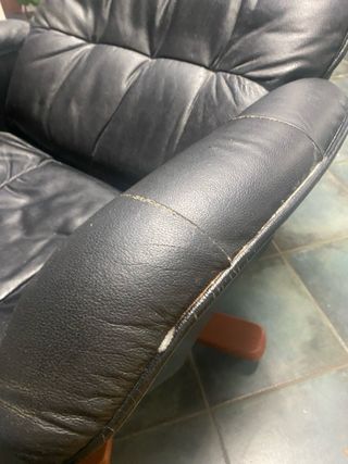 Sillón reclinable piel negro con reposapiés