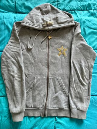 Felpa grigia con zip e stampa Holliwood vintage