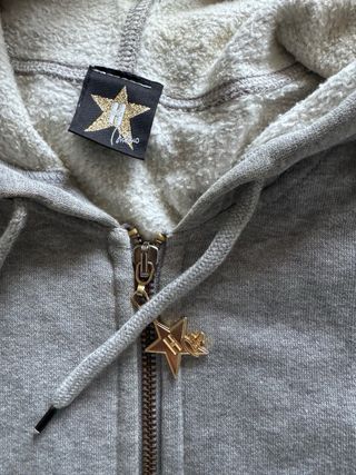 Felpa grigia con zip e stampa Holliwood vintage