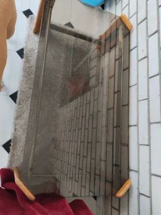 Mesa de centro cristal y madera