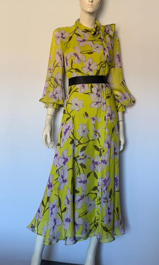 Vestido Carolina Herrera verde y morado