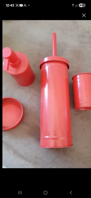 Lámpara Roja de 0,70 altura y juego baño