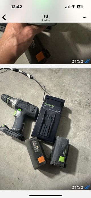 Taladro Festool averiado con baterías y cargador