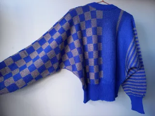 Jersey manga murciélago azul y gris