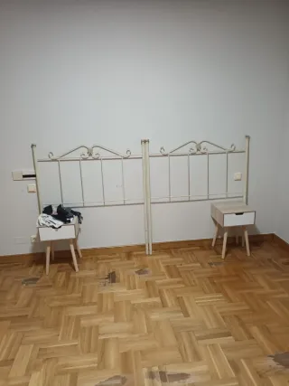 Dos cabeceros forja 105 cm beige/dorado