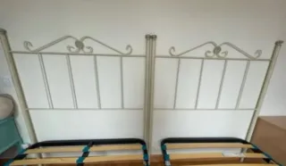 Dos cabeceros forja 105 cm beige/dorado