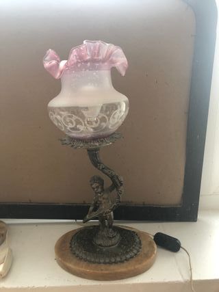 Pareja Lámparas Art Nouveau Bronce y Mármol