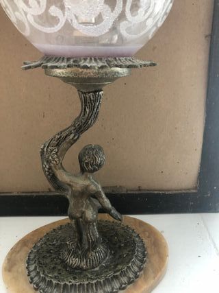 Pareja Lámparas Art Nouveau Bronce y Mármol