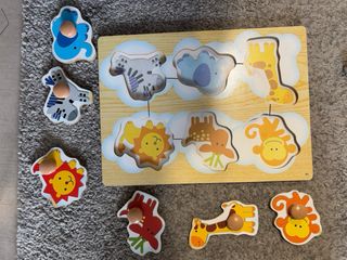 Caja 3 Puzzles Madera animales