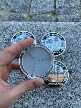 4 Tapabujes Mercedes Benz AMG 75mm plata