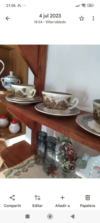 Juego 2 Tazas Té La Cartuja Sevilla Porcelana