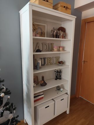 Estantería de madera y cristal