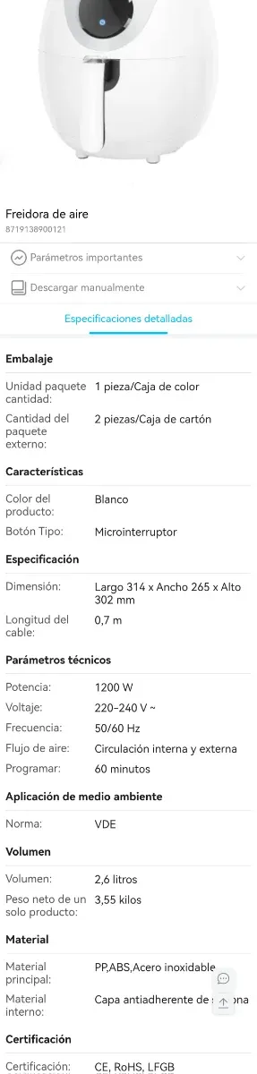 Freidora de aire Taylor Swoden