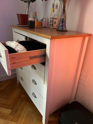 Cómoda blanca 5 cajones madera