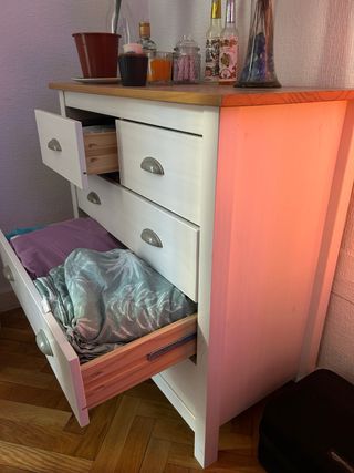 Cómoda blanca 5 cajones madera