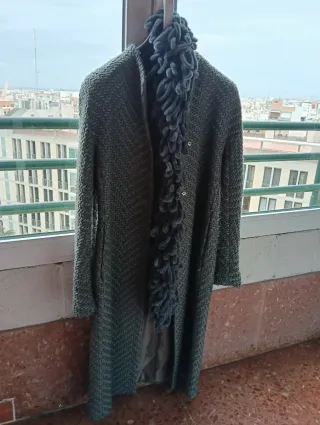 Abrigo Adolfo Dominguez Lana T40 Gris Elegante