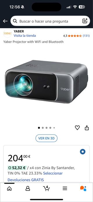 Proyector Yaber V9 Negro/Gris