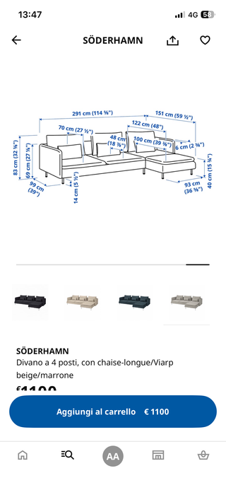 Divano Ikea Soderhamn 4 posti