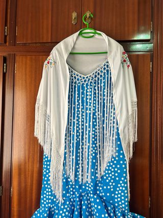 Vestido Gitana/Flamenca + Mantón. Talla XL